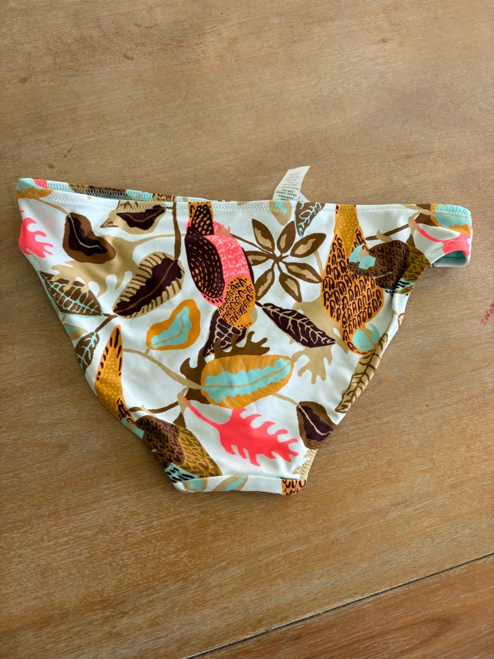 aerie Floral Shell Print Bikini Bottoms in Mint, Coral, Brown